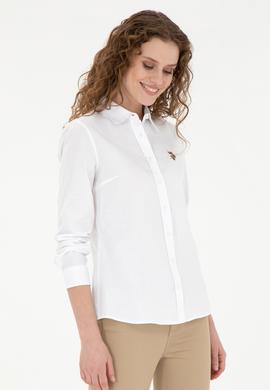 Kadın Beyaz Uzun Kollu Basic Gömlek - 50283987009