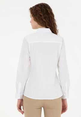 Kadın Beyaz Uzun Kollu Basic Gömlek - 50283987009
