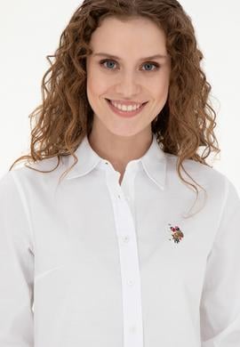 Kadın Beyaz Uzun Kollu Basic Gömlek - 50283987009