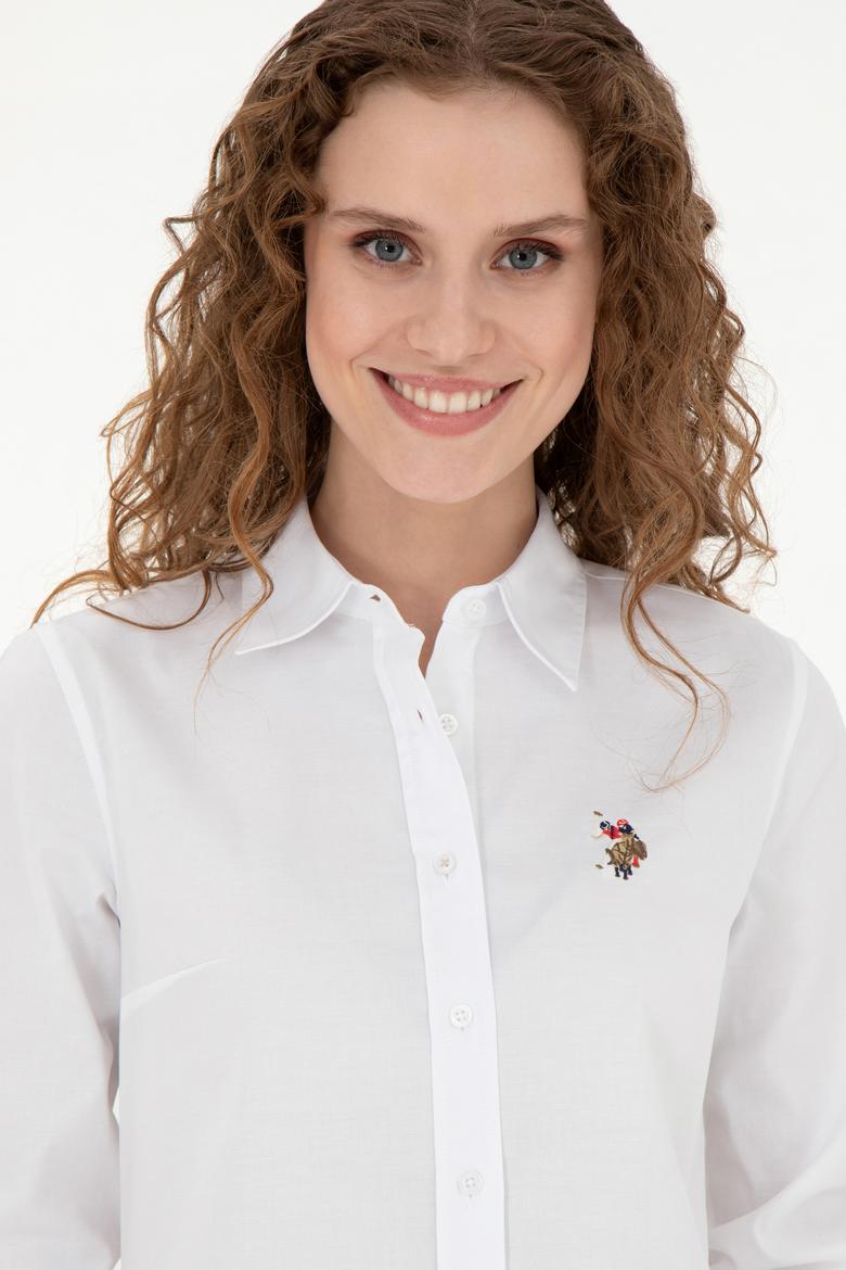 Kadın Beyaz Uzun Kollu Basic Gömlek - 50283987009