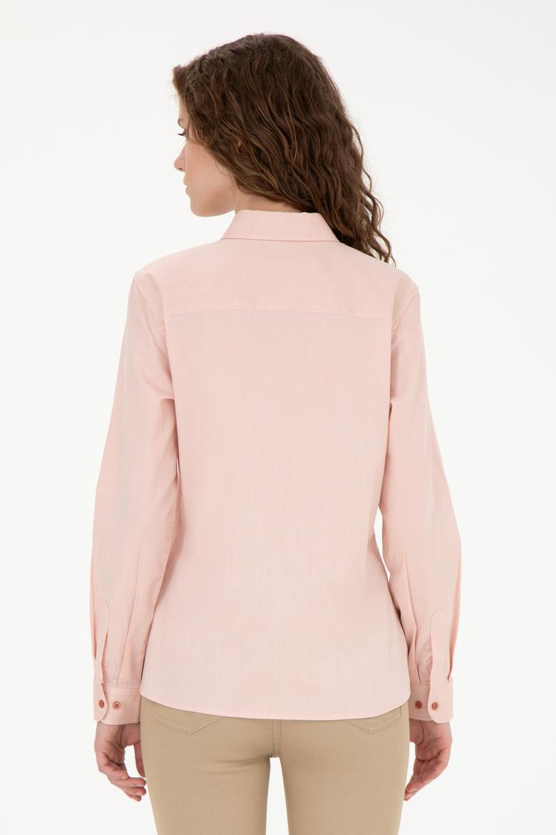Kadın Pudra Uzun Kollu Basic Gömlek - 50283987028
