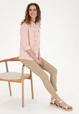 Kadın Pudra Uzun Kollu Basic Gömlek - 50283987028
