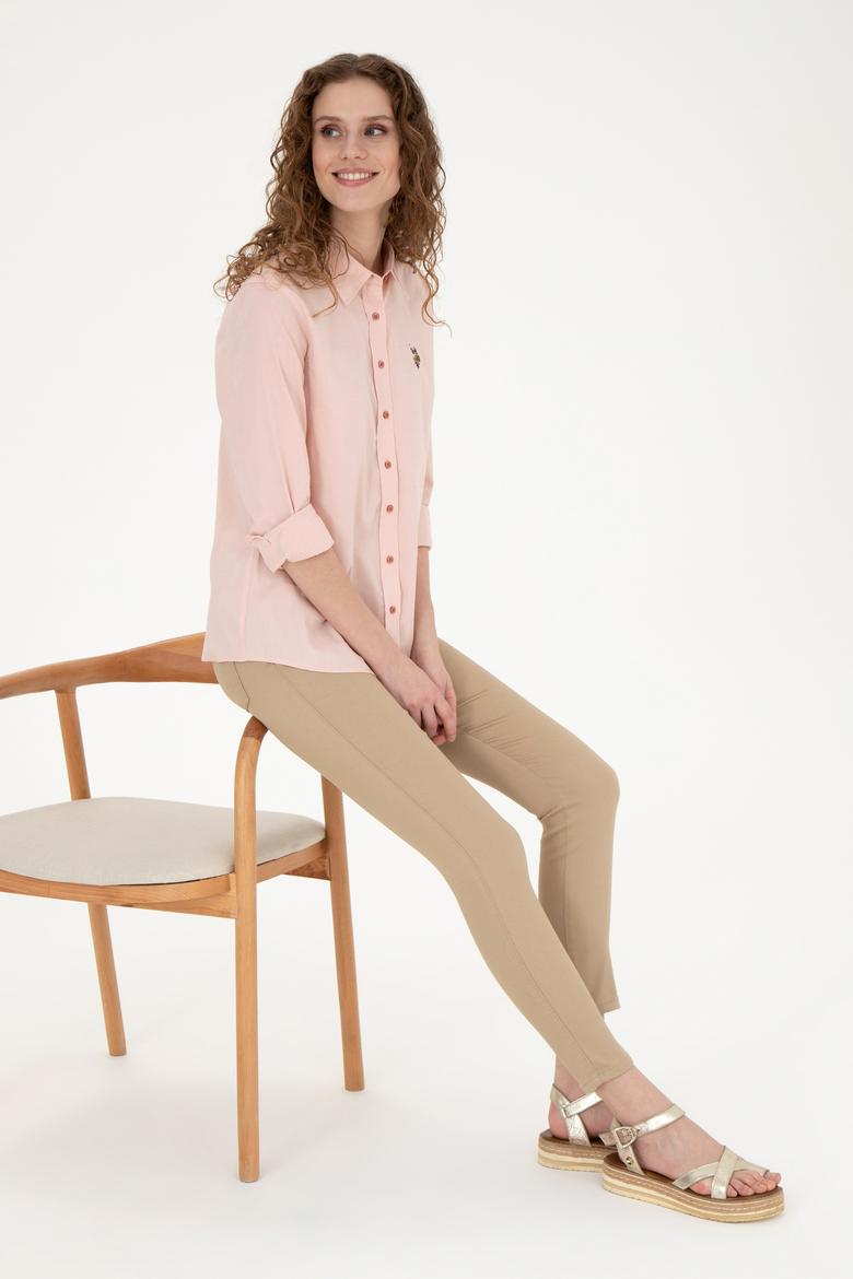 Kadın Pudra Uzun Kollu Basic Gömlek - 50283987028