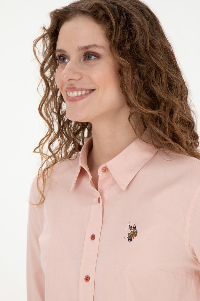 Kadın Pudra Uzun Kollu Basic Gömlek