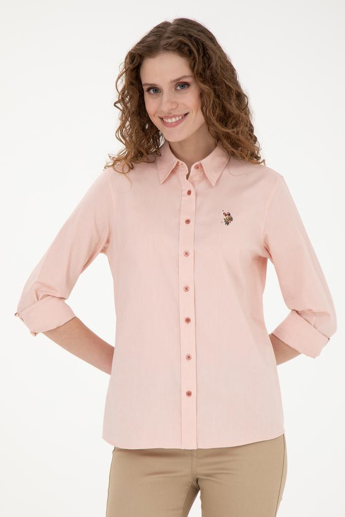 Kadın Pudra Uzun Kollu Basic Gömlek