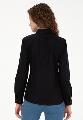 Kadın Siyah Uzun Kollu Basic Gömlek - 50283987033