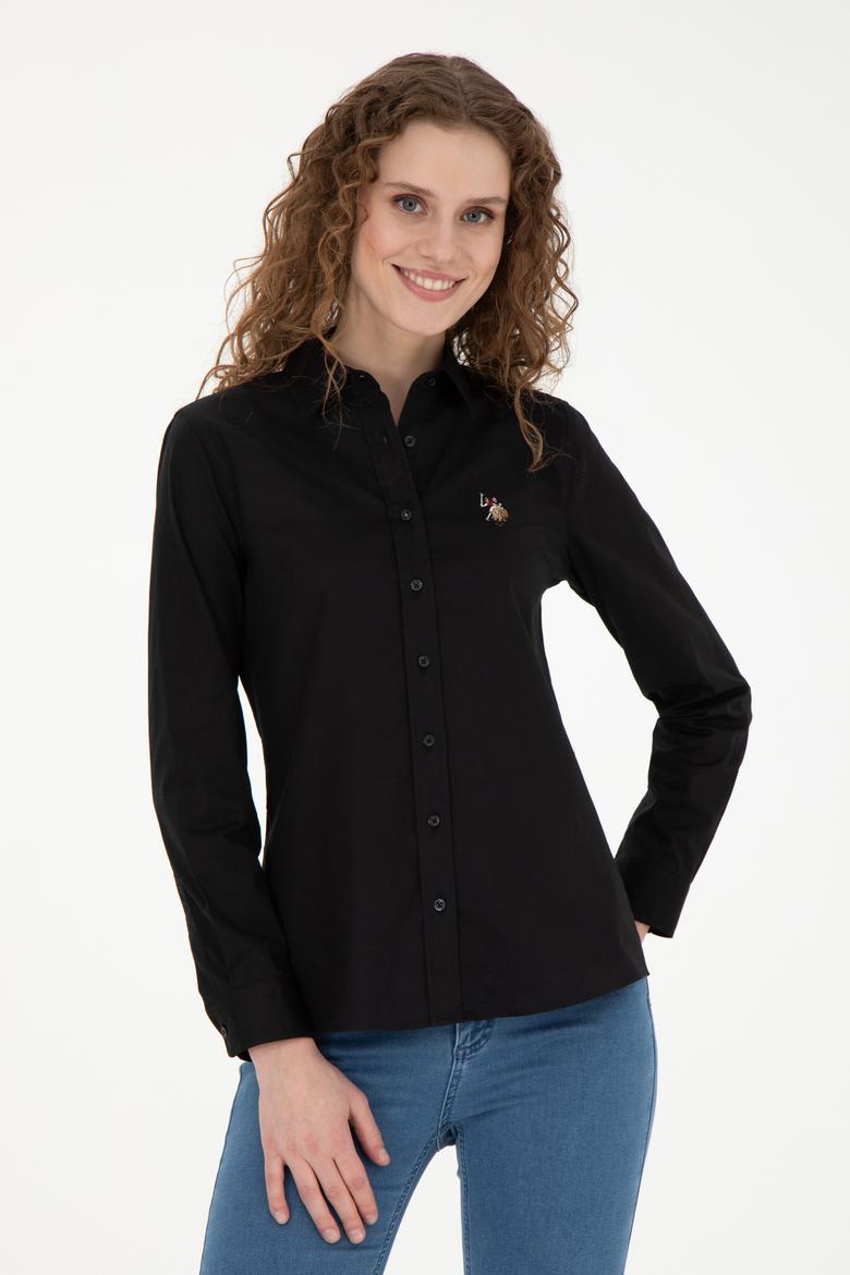 Kadın Siyah Uzun Kollu Basic Gömlek - 50283987033