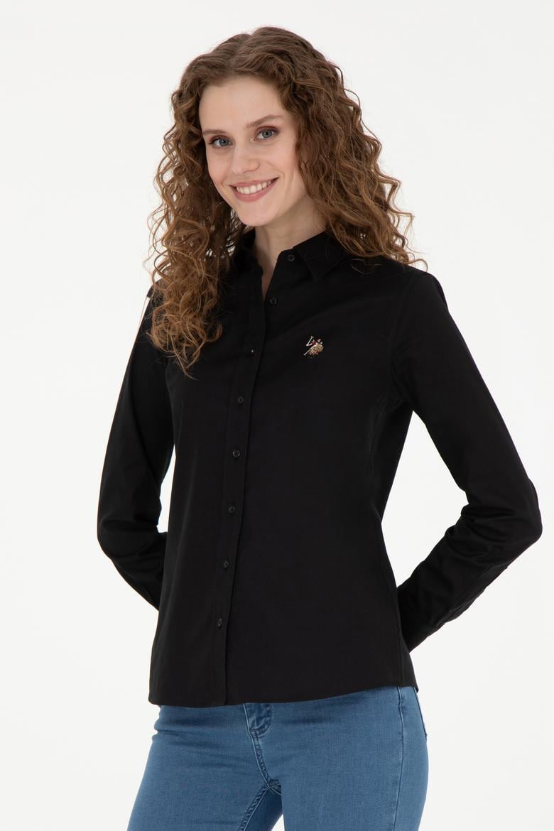 Kadın Siyah Uzun Kollu Basic Gömlek