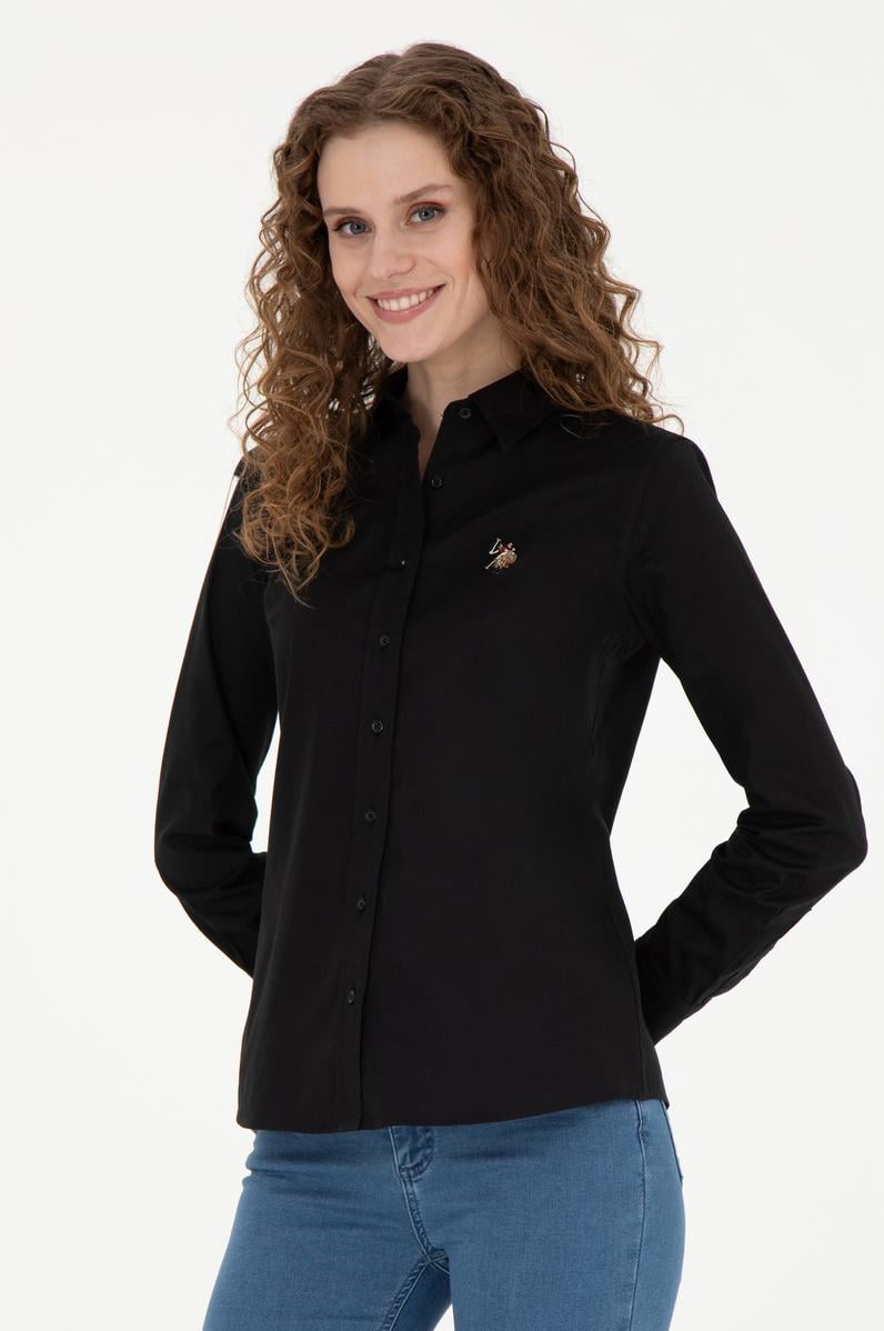 Kadın Siyah Uzun Kollu Basic Gömlek
