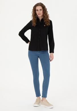 Kadın Siyah Uzun Kollu Basic Gömlek - 50283987033