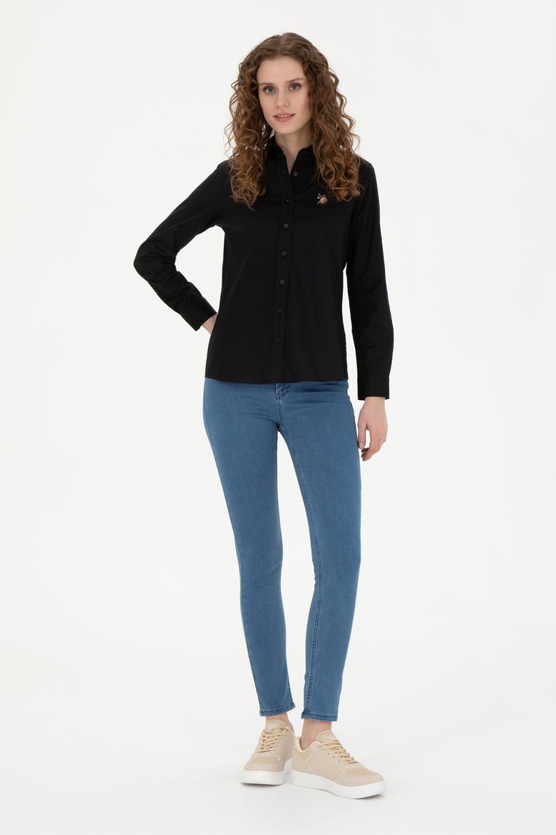Kadın Siyah Uzun Kollu Basic Gömlek - 50283987033