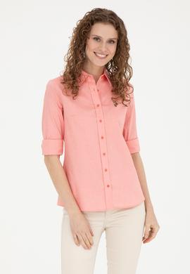 Kadın Nar Çiçeği Uzun Kollu Basic Gömlek - 50283987051