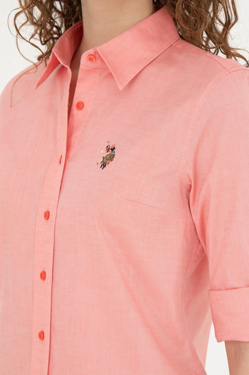 Kadın Nar Çiçeği Uzun Kollu Basic Gömlek