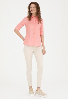 Kadın Nar Çiçeği Uzun Kollu Basic Gömlek - 50283987051