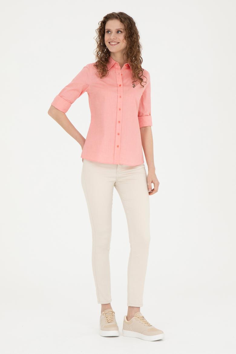 Kadın Nar Çiçeği Uzun Kollu Basic Gömlek - 50283987051