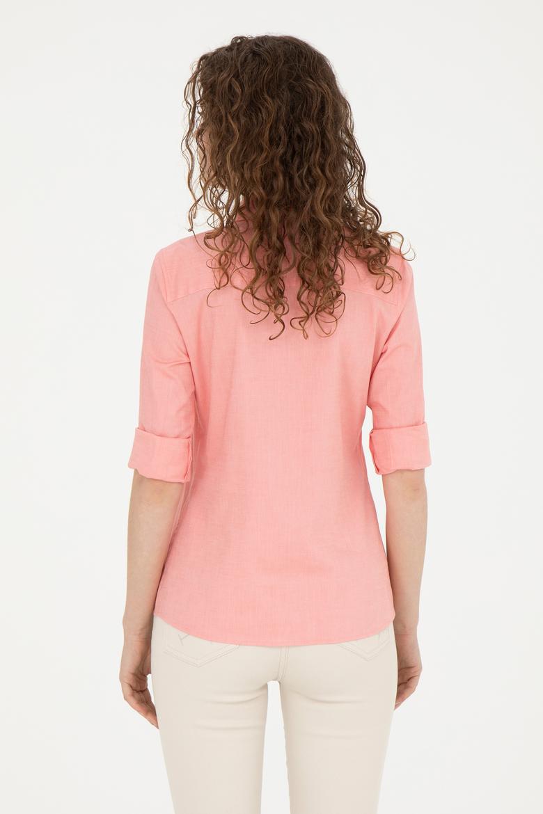 Kadın Nar Çiçeği Uzun Kollu Basic Gömlek - 50283987051