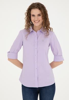 Kadın Lila Uzun Kollu Basic Gömlek - 50283990051