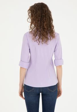 Kadın Lila Uzun Kollu Basic Gömlek - 50283990051