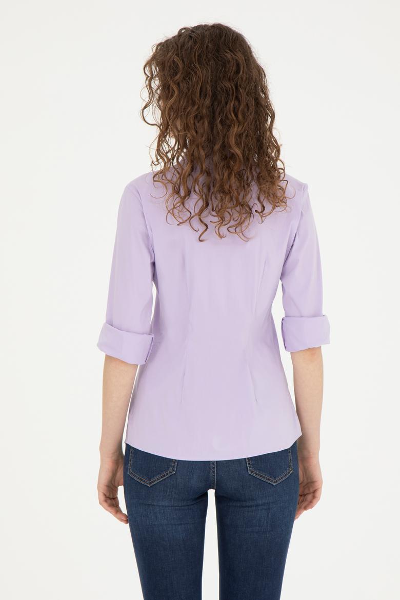 Kadın Lila Uzun Kollu Basic Gömlek - 50283990051