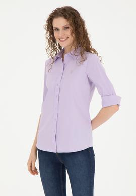 Kadın Lila Uzun Kollu Basic Gömlek - 50283990051
