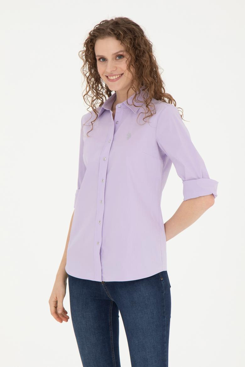 Kadın Lila Uzun Kollu Basic Gömlek - 50283990051