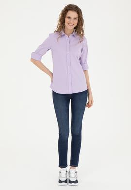 Kadın Lila Uzun Kollu Basic Gömlek - 50283990051