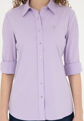 Kadın Lila Uzun Kollu Basic Gömlek - 50283990051