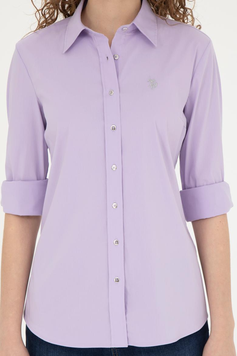 Kadın Lila Uzun Kollu Basic Gömlek - 50283990051