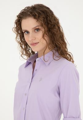 Kadın Lila Uzun Kollu Basic Gömlek - 50283990051