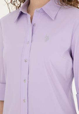 Kadın Lila Uzun Kollu Basic Gömlek - 50283990051