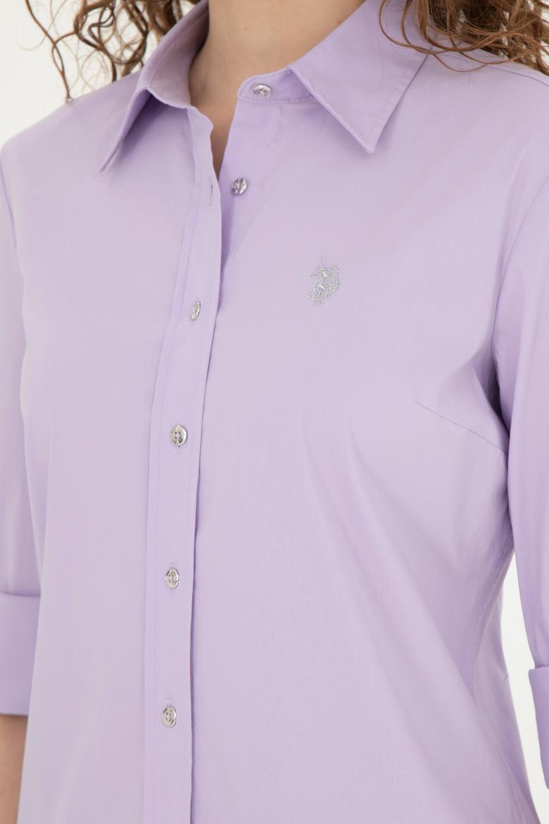 Kadın Lila Uzun Kollu Basic Gömlek - 50283990051