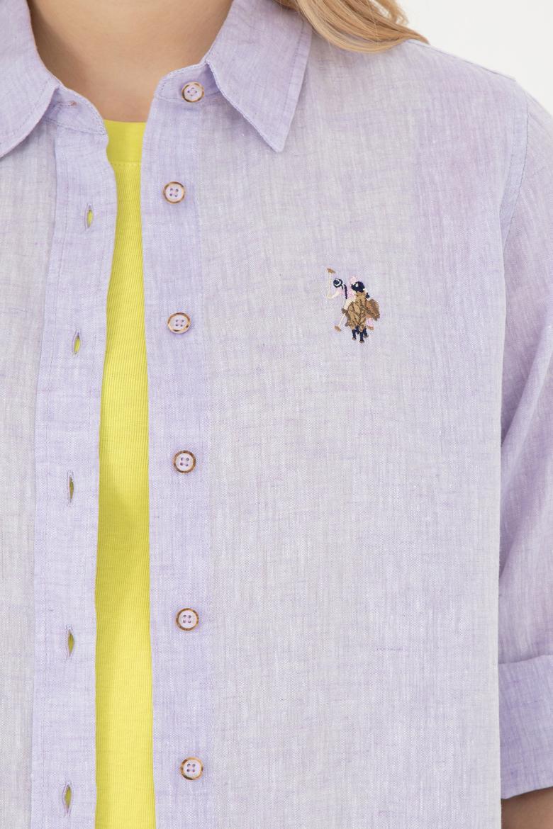 Kadın Lila Uzun Kollu Basic Gömlek - 50283991002