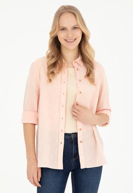 Kadın Somon Uzun Kollu Basic Gömlek - 50283991020