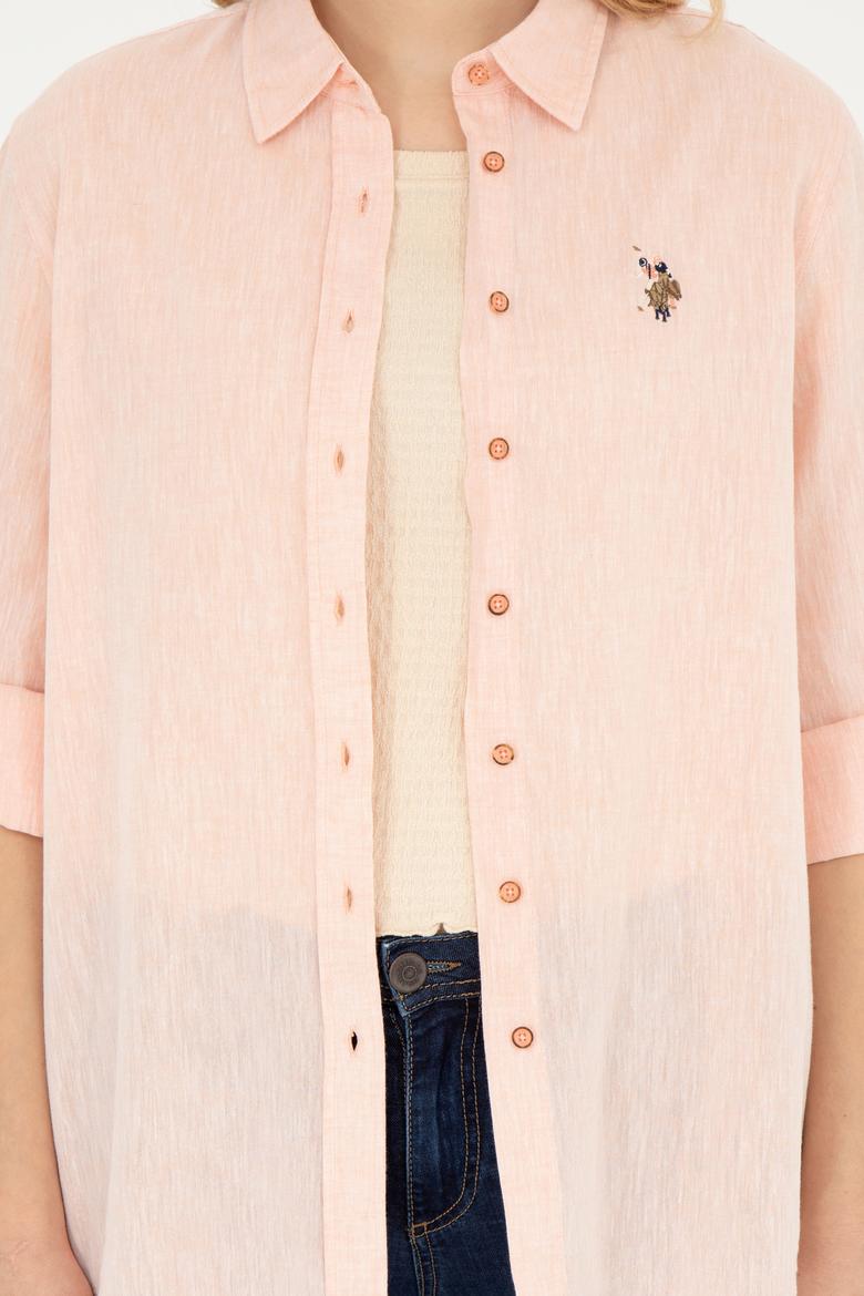 Kadın Somon Uzun Kollu Basic Gömlek - 50283991020