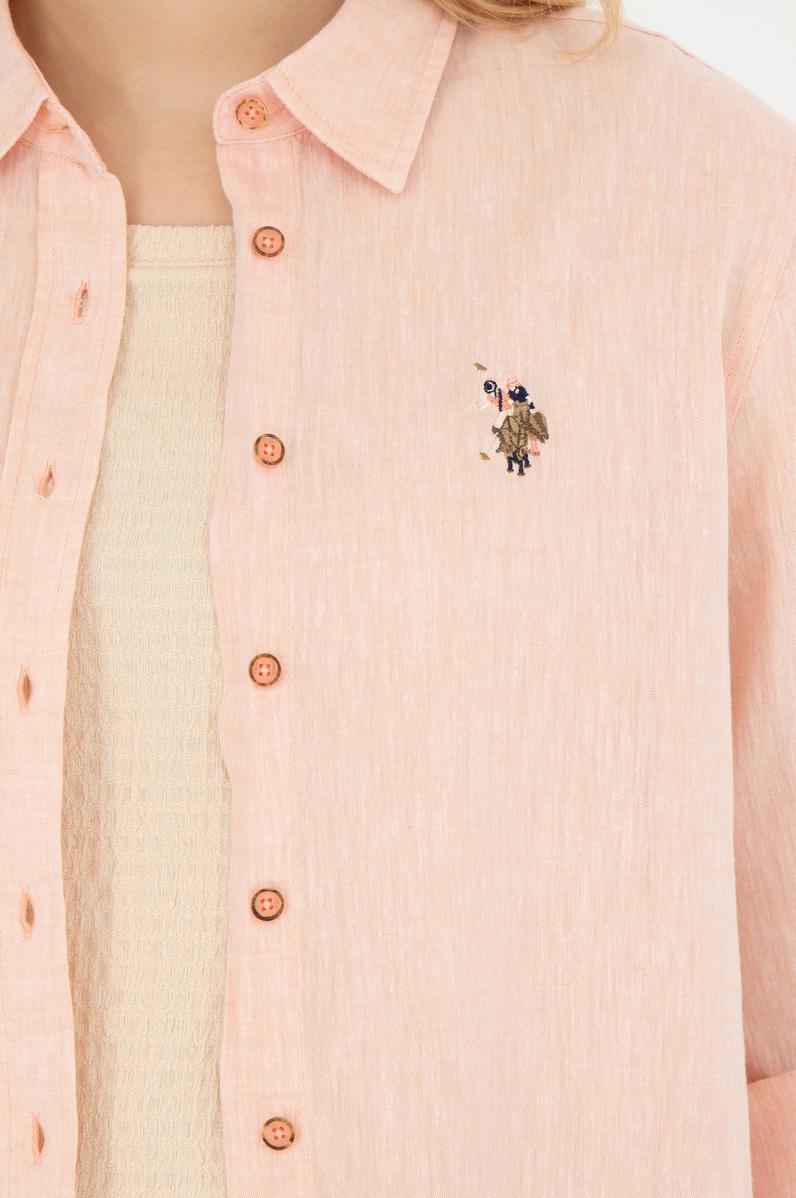 Kadın Somon Uzun Kollu Basic Gömlek