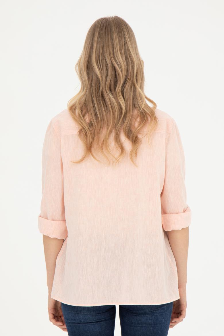 Kadın Somon Uzun Kollu Basic Gömlek - 50283991020