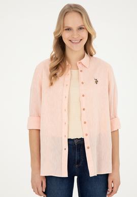 Kadın Somon Uzun Kollu Basic Gömlek - 50283991020