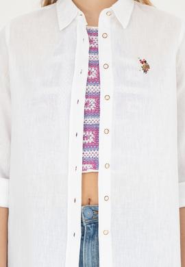 Kadın Beyaz Uzun Kollu Basic Gömlek - 50283991042