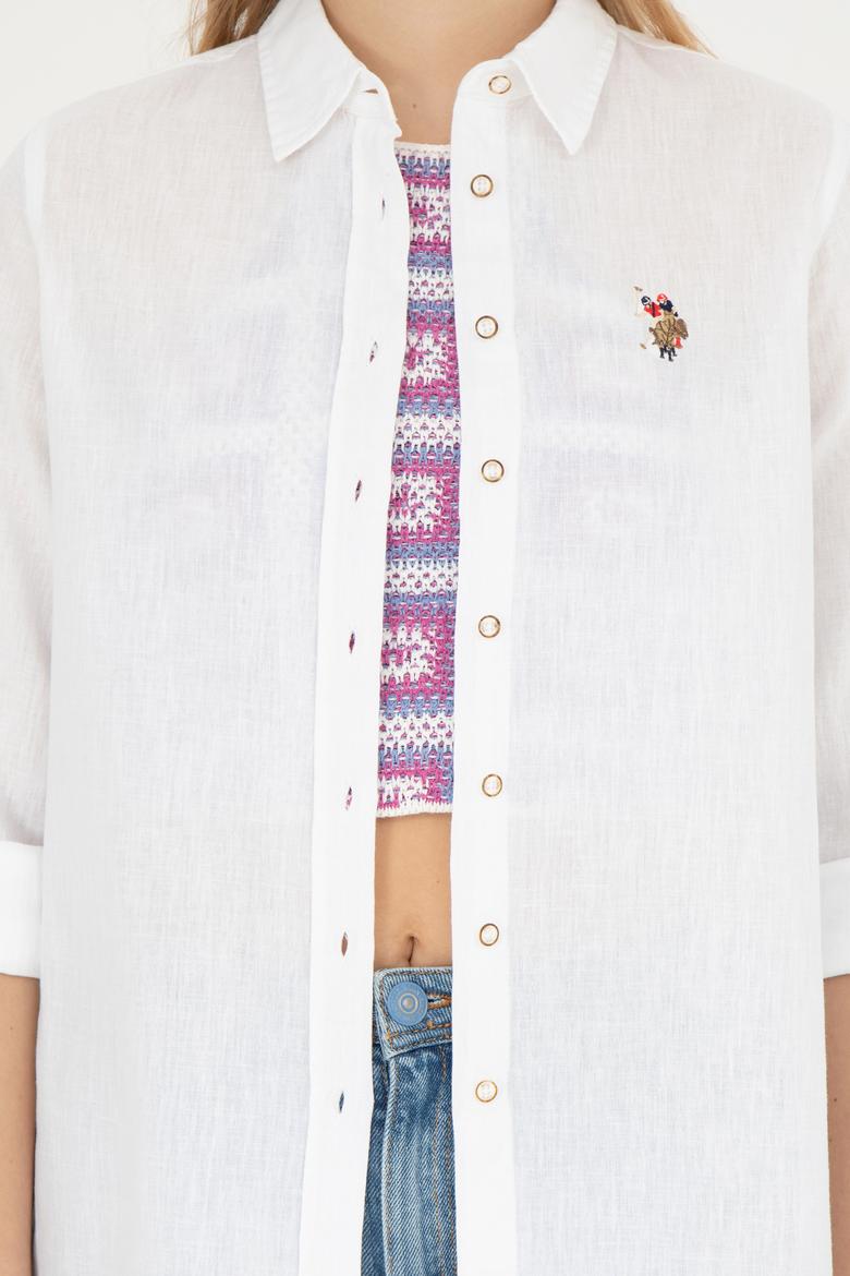 Kadın Beyaz Uzun Kollu Basic Gömlek - 50283991042