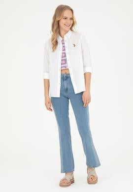 Kadın Beyaz Uzun Kollu Basic Gömlek - 50283991042