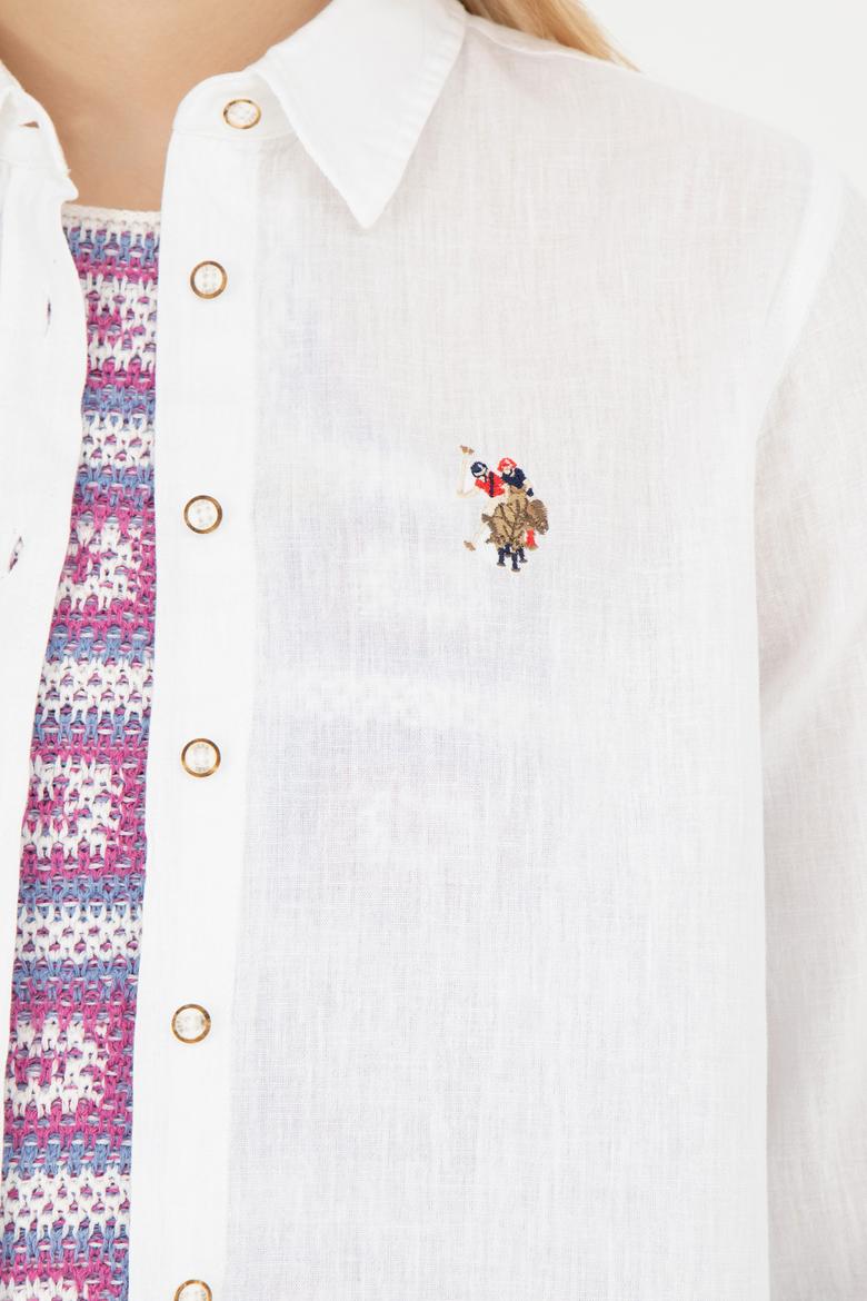 Kadın Beyaz Uzun Kollu Basic Gömlek - 50283991042