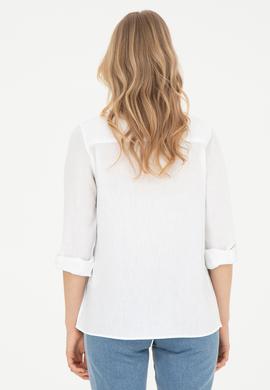 Kadın Beyaz Uzun Kollu Basic Gömlek - 50283991042