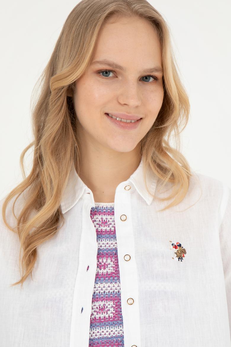 Kadın Beyaz Uzun Kollu Basic Gömlek - 50283991042