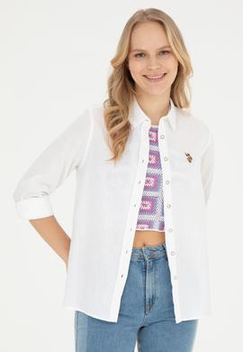 Kadın Beyaz Uzun Kollu Basic Gömlek - 50283991042