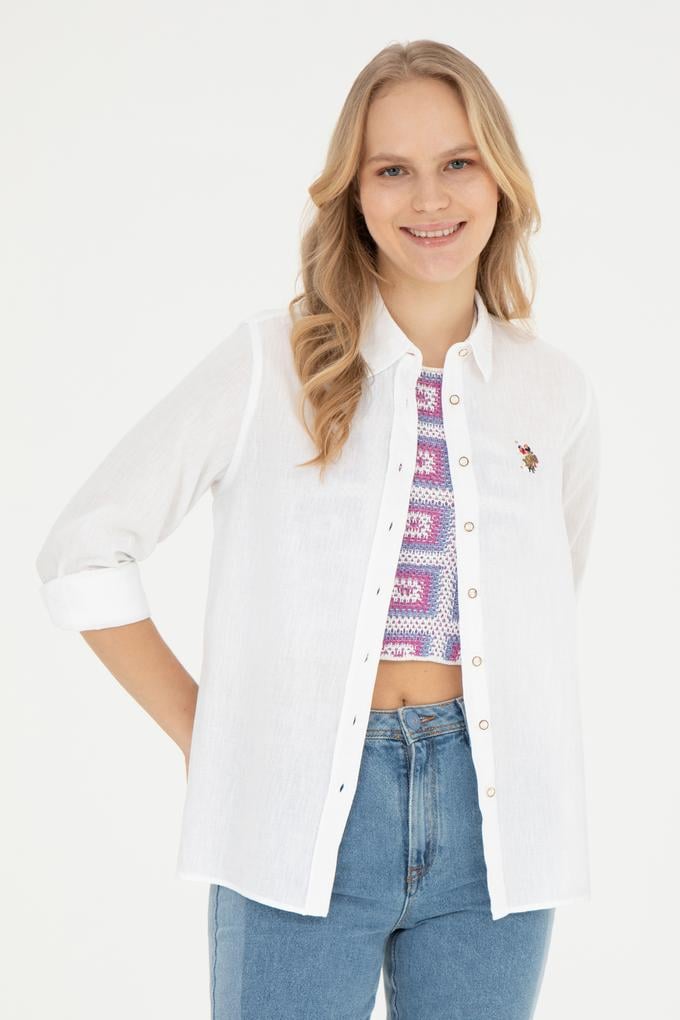 Kadın Beyaz Uzun Kollu Basic Gömlek