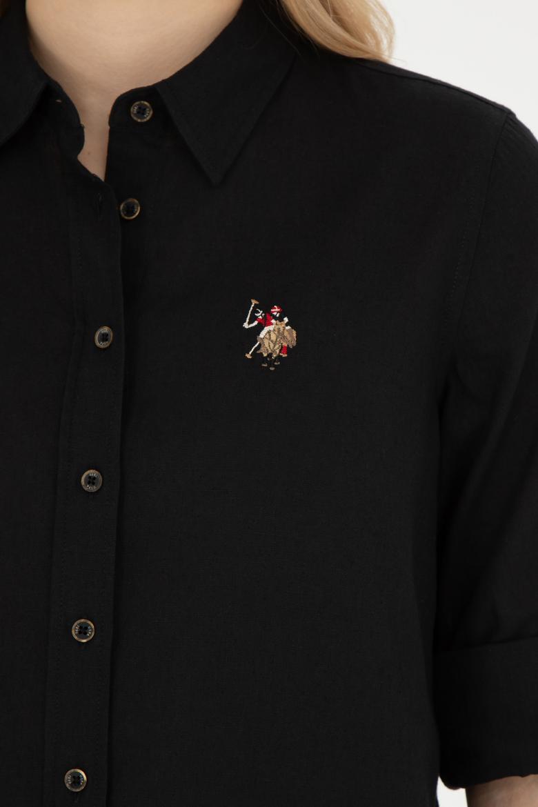 Kadın Siyah Uzun Kollu Basic Gömlek - 50283991075