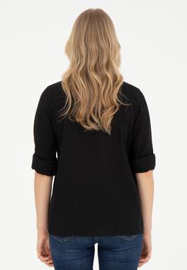 Kadın Siyah Uzun Kollu Basic Gömlek - 50283991075