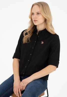 Kadın Siyah Uzun Kollu Basic Gömlek - 50283991075