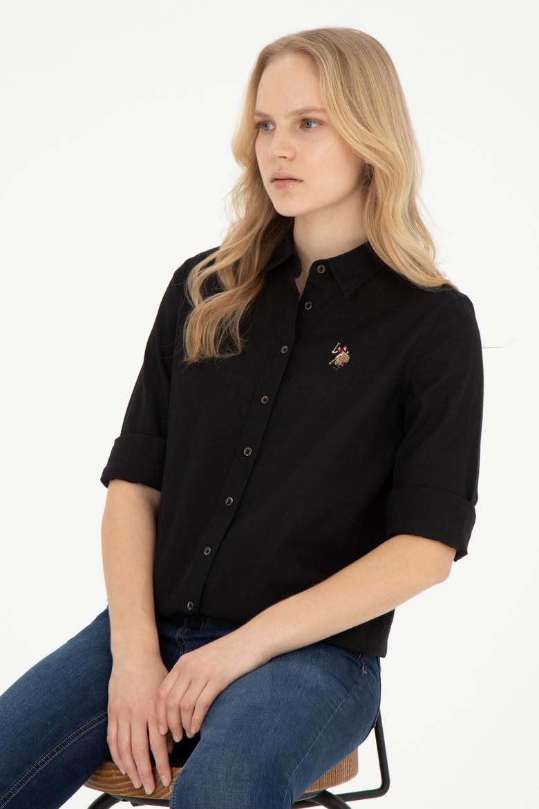 Kadın Siyah Uzun Kollu Basic Gömlek - 50283991075