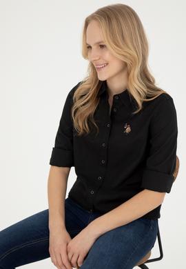 Kadın Siyah Uzun Kollu Basic Gömlek - 50283991075